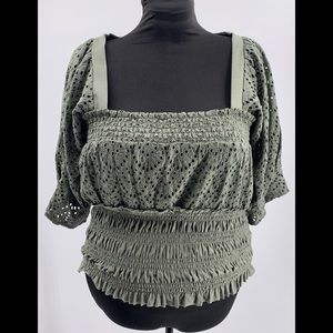 Anthropologie Moss Eyelet Blouse